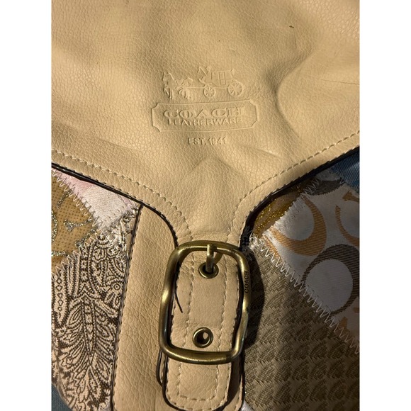 Coach Handbags - Coach Patchwork Shoulder Bag Leather Canvas Hobo Purse Tan Beige